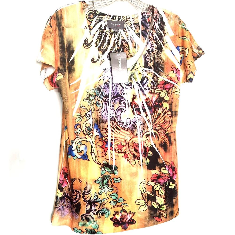 TracyLynn Apparel Top Size S Wings Hearts Flowers Sunlight Effect Fairy Soft